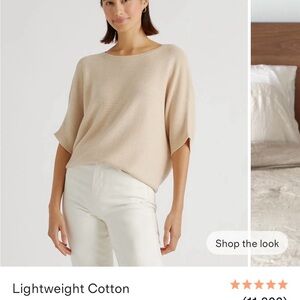 Quince Lightweight Cotton Scoop-Neck Sweater in Cream